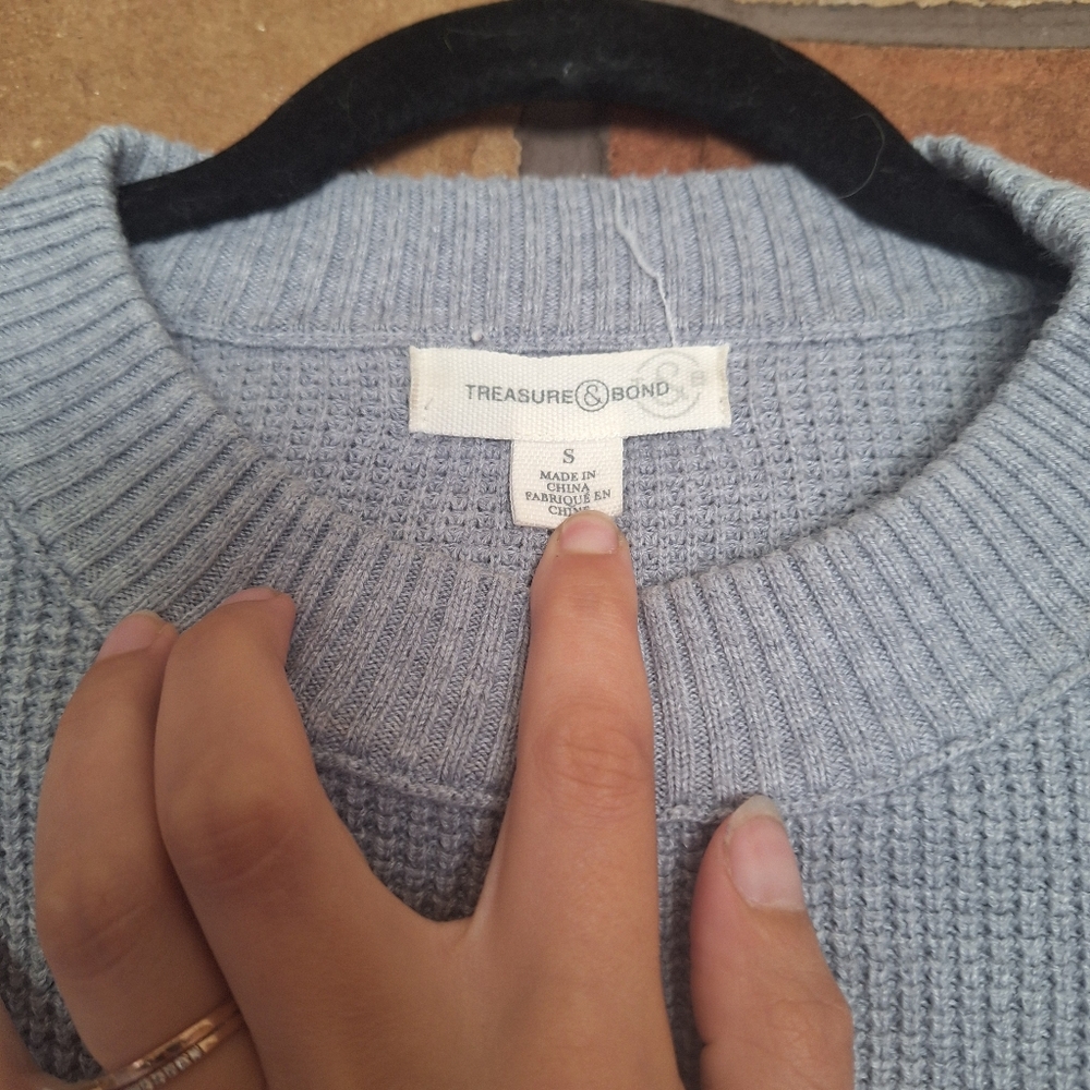 Treasure & Bond Grey Thermal Knit Sweater Small - Picture 5 of 8
